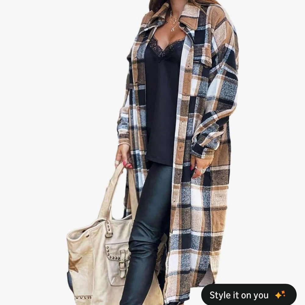Women's Plaid Utility Jacket in Black and Brown